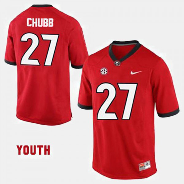 Youth #27 Nick Chubb Georgia Bulldogs College Football Jersey - Red